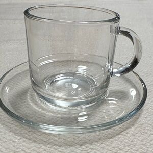 Nespresso Clear Glass Coffee Cup and Saucer Set in box NWT